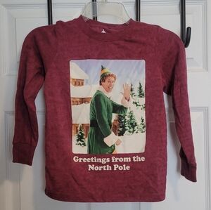 ELF Maroon Holiday Long Sleeve Tee Kids Size 7